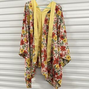 Gigio Kimono Cardigan Women Large Floral Batwing Colorful Asymmetric